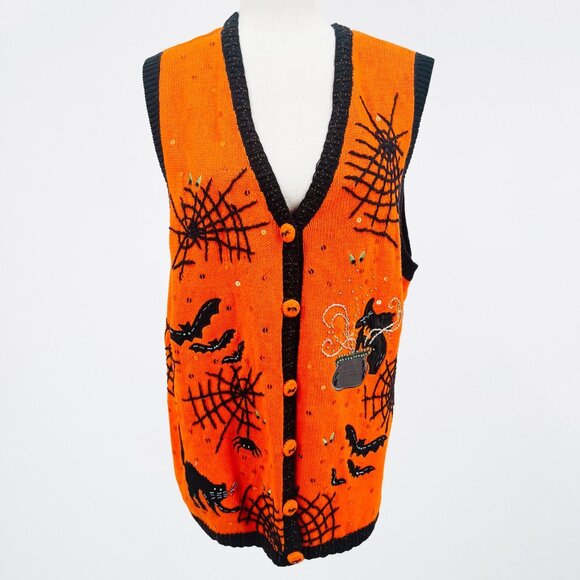 Novelty Plus Size Halloween Knit Button Up Cardigan - 1X - Picture 2 of 9